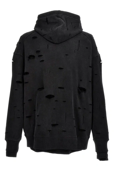 Shop Givenchy Men Logo Hole Hoodie In Black