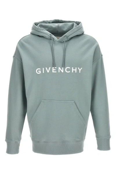 Shop Givenchy Men Logo Print Hoodie In Blue