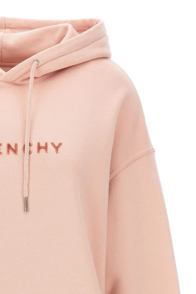 Shop Givenchy Women Flocked Logo Hoodie In Pink