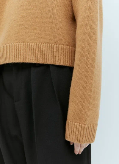 Shop Gucci Women Logo Intarsia Wool Knit Sweater In Brown
