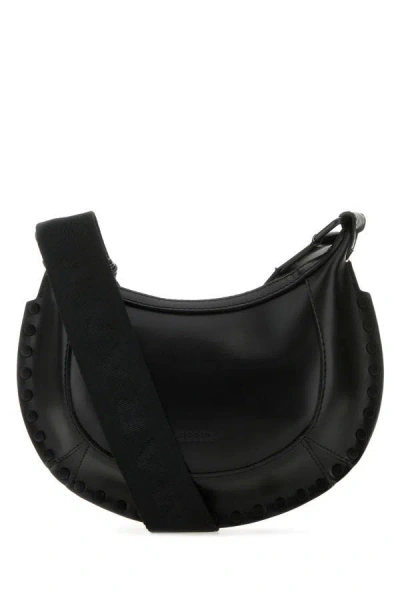 Shop Isabel Marant Woman Black Leather Mini Moon Shoulder Bag