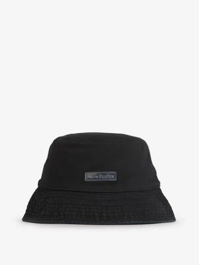 Shop Acne Studios Logo Bucket Hat In Negre