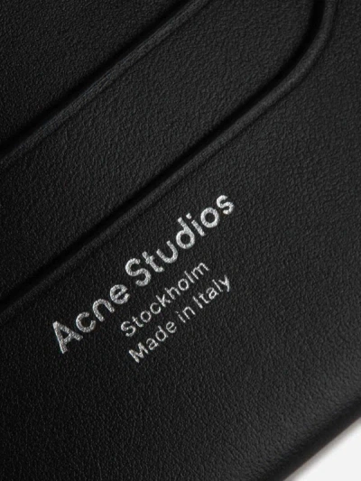 Shop Acne Studios Logo Leather Card Holder In Negre