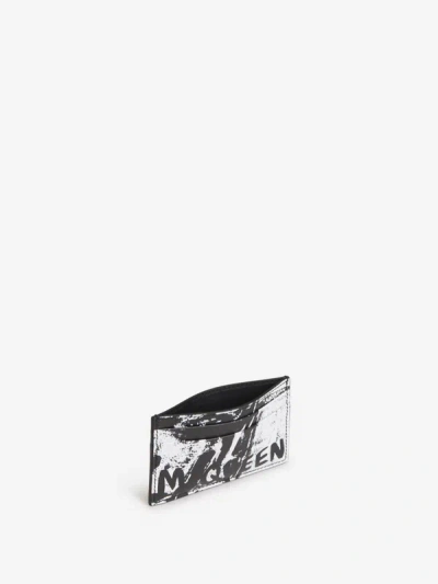Shop Alexander Mcqueen Leather Printed Card Holder In Negre