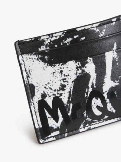 Shop Alexander Mcqueen Leather Printed Card Holder In Negre