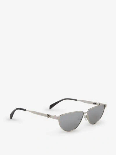 Shop Alexander Mcqueen Metallic Sunglasses In Cat Eyes Style