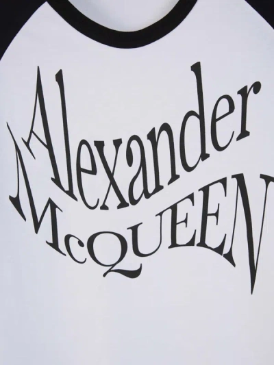 Shop Alexander Mcqueen Printed Cotton T-shirt In Blanc