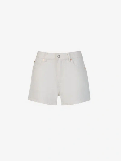 Shop Alexander Wang Cotton Denim Shorts In Blanc