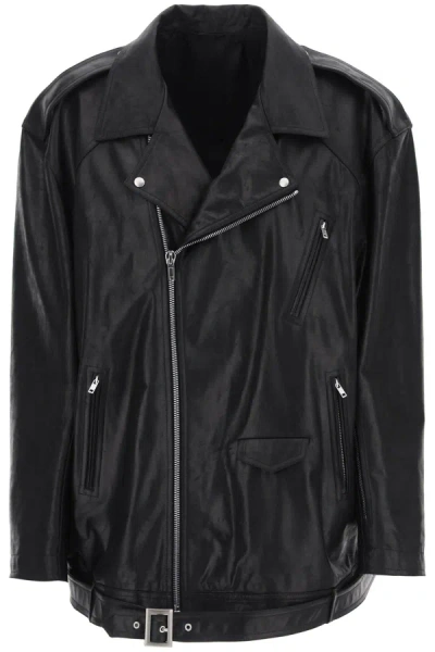 Shop Rick Owens Jumbo Luke Stooges Leather Jacket Women In Black