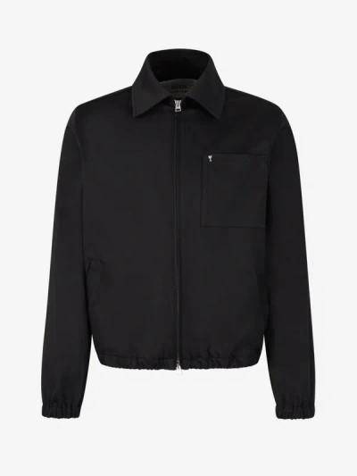 Shop Ami Alexandre Mattiussi Ami Paris Logo Bomber Jacket In Negre