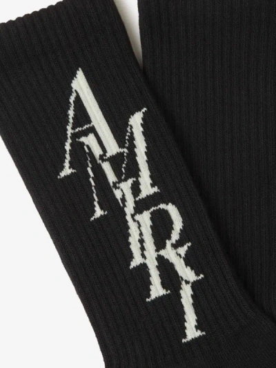 Shop Amiri Cotton Stack Socks In Negre