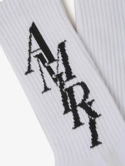 Shop Amiri Cotton Stack Socks In Blanc