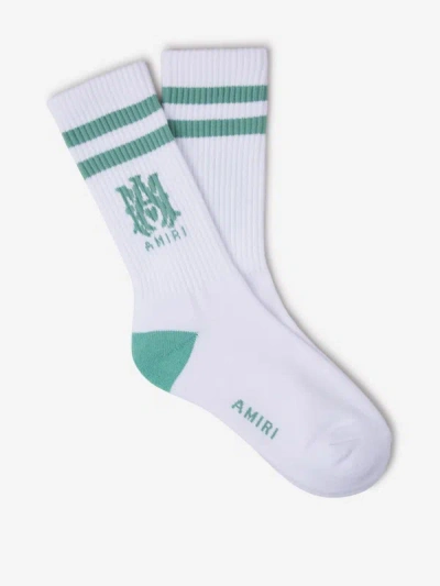 Shop Amiri Two-tone Logo Socks In Verd