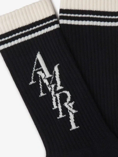 Shop Amiri Two-tone Logo Socks In Negre