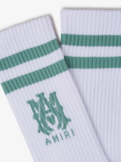 Shop Amiri Two-tone Logo Socks In Verd