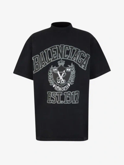 Shop Balenciaga Cotton Printed T-shirt In Negre