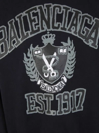Shop Balenciaga Hood Printed Sweatshirt In Negre