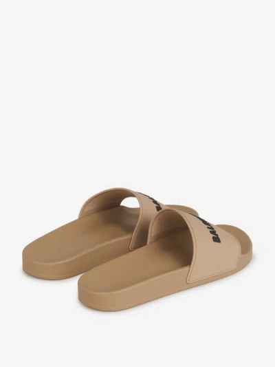 Shop Balenciaga Pool Logo Sandals In Slip-on Style
