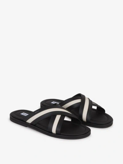 Bally Cross Strap Flat Sole Open Toe Sandals In Black