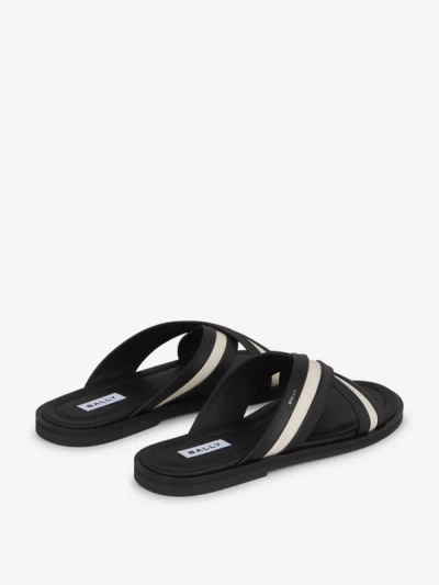 Bally Cross Strap Flat Sole Open Toe Sandals In Black