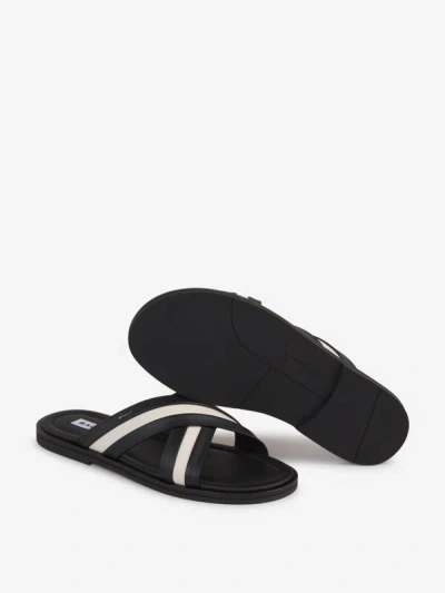 Bally Cross Strap Flat Sole Open Toe Sandals In Black