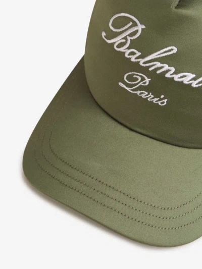 Shop Balmain Signature Cap In Tone-on-tone Stitching