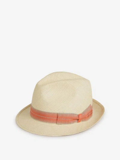Shop Borsalino Straw Panama Hat In Taronja Clar