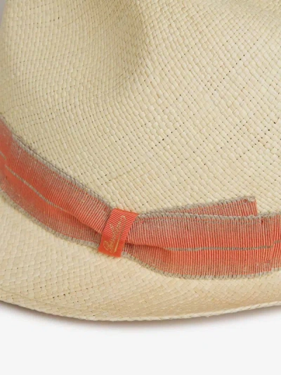 Shop Borsalino Straw Panama Hat In Taronja Clar