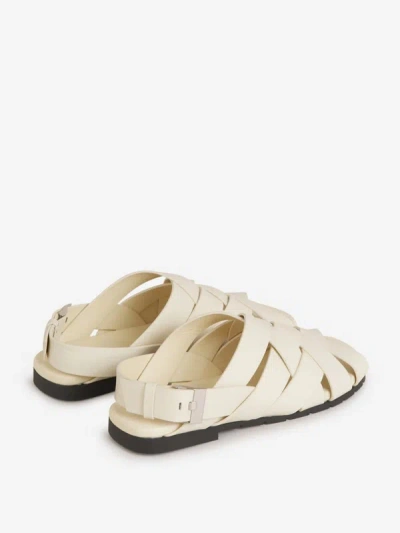 Shop Bottega Veneta Leather Alfie Sandals In Blanc