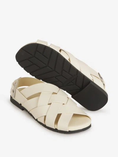 Shop Bottega Veneta Leather Alfie Sandals In Blanc