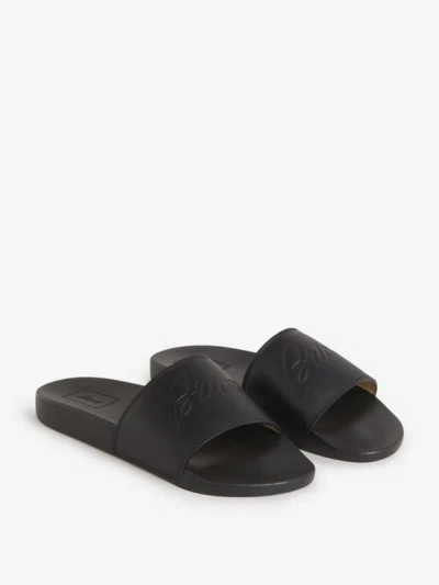 Shop Brioni Leather Logo Sandals In Negre