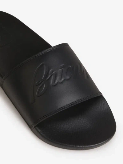 Shop Brioni Leather Logo Sandals In Negre