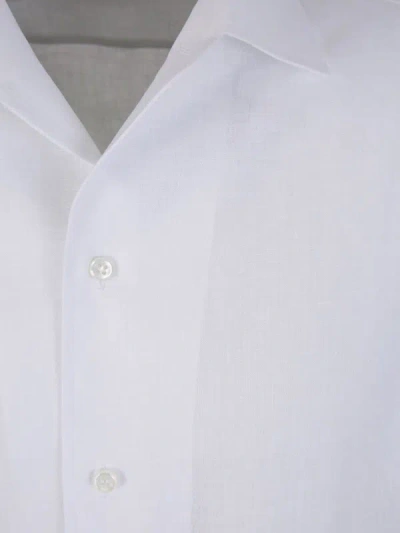 Shop Brioni Linen Plain Shirt In Blanc