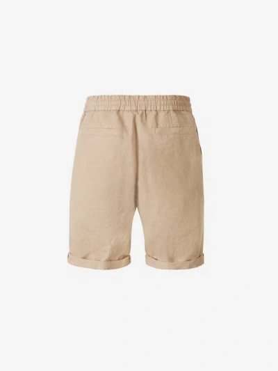 Brunello Cucinelli Relaxed-fit Linen Shorts With Adjustable Drawstring Waist In Pink