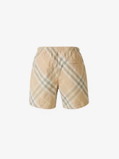 Shop Burberry Checked Motif Swimsuit In Beix