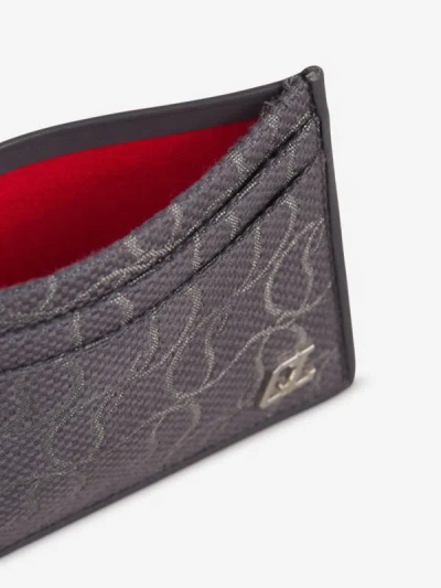 Shop Christian Louboutin M Kios Card Holder In Jacquard Logo Combined With Smooth Leather