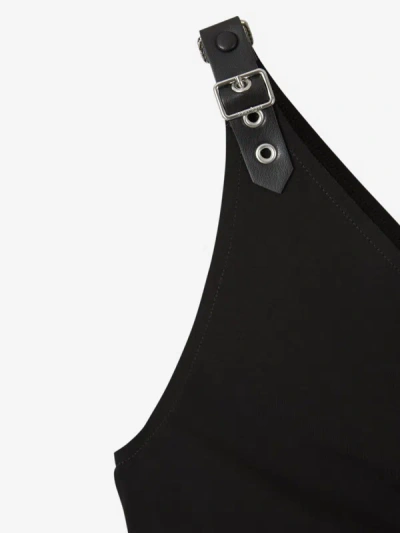 Shop Courrèges Asymmetrical Crepe Midi Dress In Negre