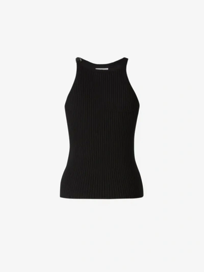 Shop Courrèges Ribbed Knit Top In Negre