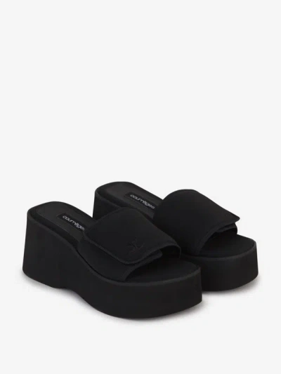 Shop Courrèges Scuba Wave Slip-on Sandals In Negre