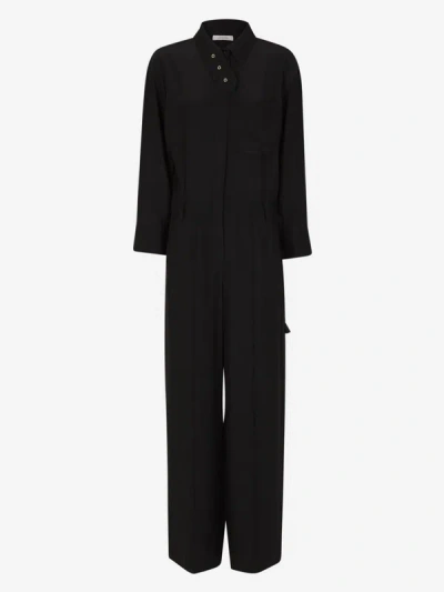 Shop Dorothee Schumacher Oversized Silk Jumpsuit In Negre