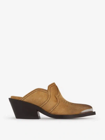 Shop Dorothee Schumacher Leather Cowboy Mules In Camel