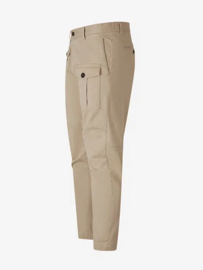 Shop Dsquared2 Cotton Cargo Trousers In Taupe