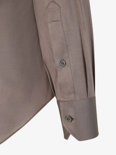 Shop Fray Camisa Micro Punto In Taupe