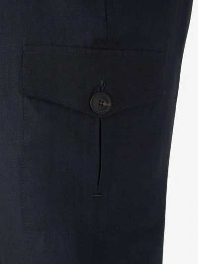 Shop Gran Sasso Linen Cargo Trousers In Cargo Pockets On The Sides