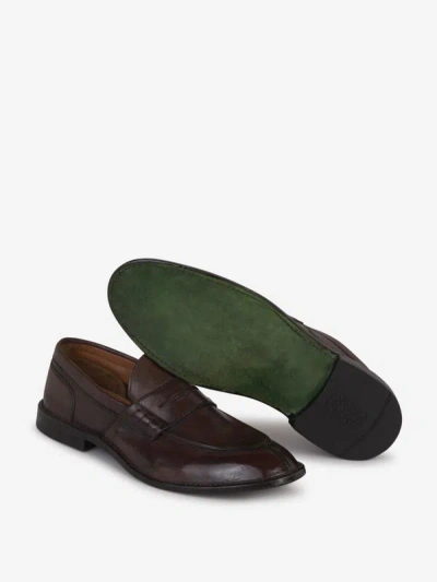 Shop Green George Mask Leather Moccasins In Marró Fosc