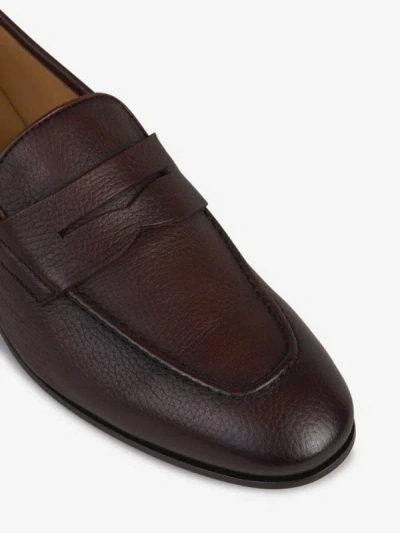 Shop Henderson Baracco Grained Leather Moccasins In Marró Fosc