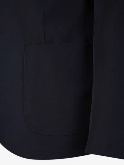 Shop Herno Plain Logo Blazer In Blau Nit