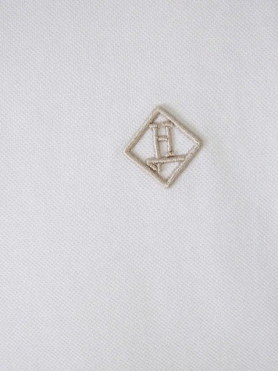 Shop Herno Polo Piqué Logo In Blanc