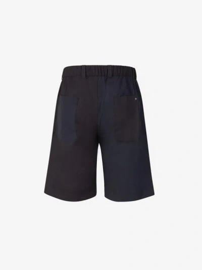 Shop Herno Technical Cotton Bermuda Shorts In Blau Nit