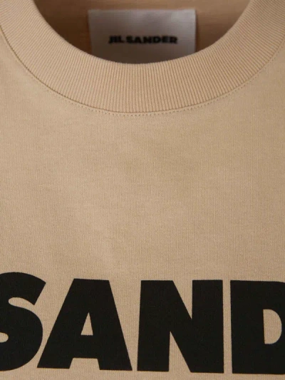 Shop Jil Sander Cotton Logo T-shirt In Beix